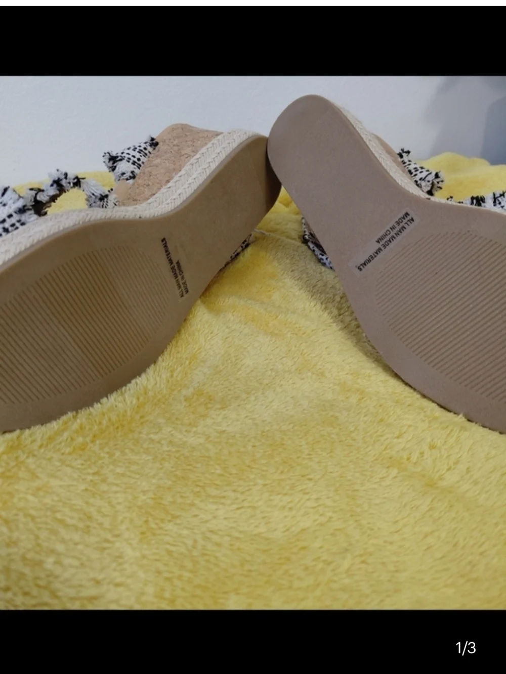 Woven Black & White Espadrille Wedge Sandals - Women